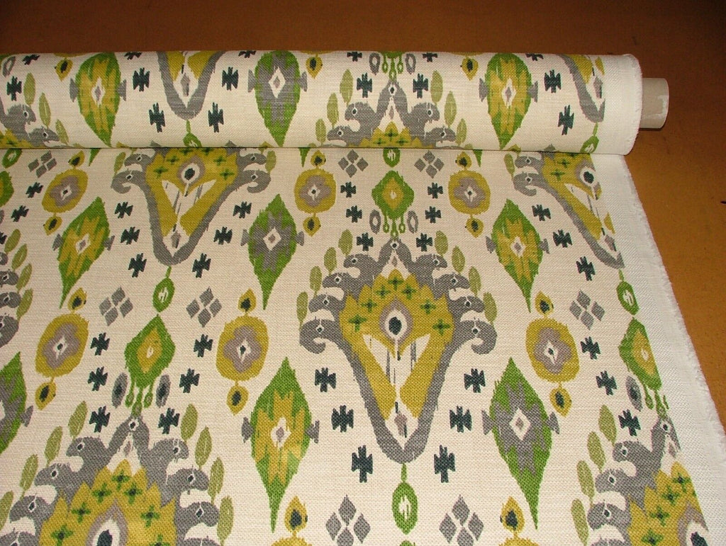 iLiv Boho Citrine Ikat Linen Blend Cotton Curtain Upholstery Cushion Fabric