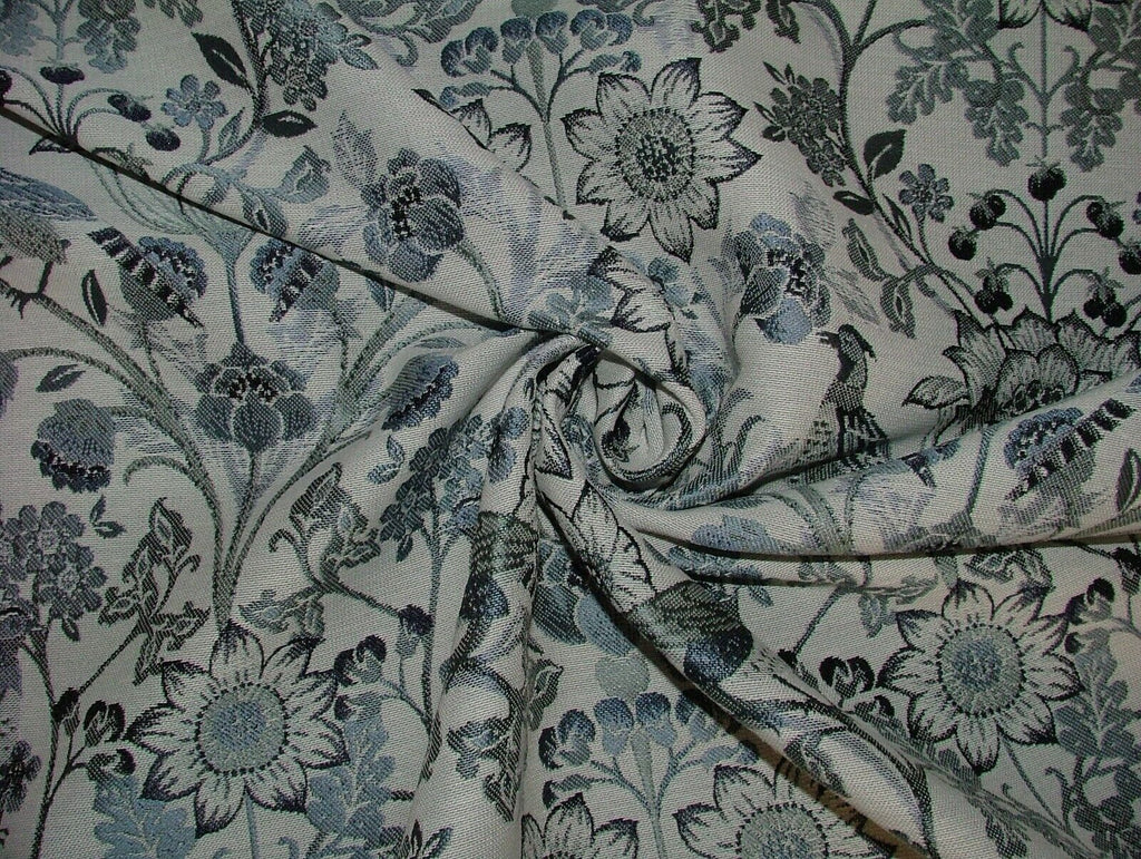 Morris Bird Delft Blue Jacquard Fabric  Curtain Upholstery Cushion Throws Use