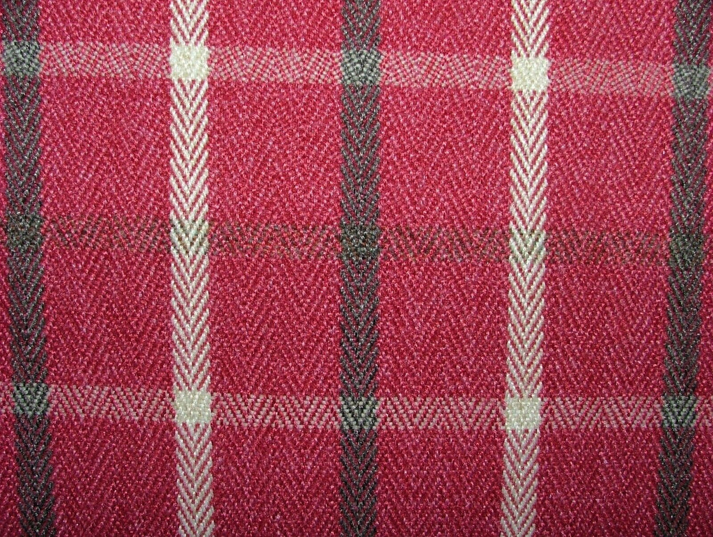 Vintage Pink Herringbone Wool Effect Tartan Upholstery Cushion Curtain Fabric