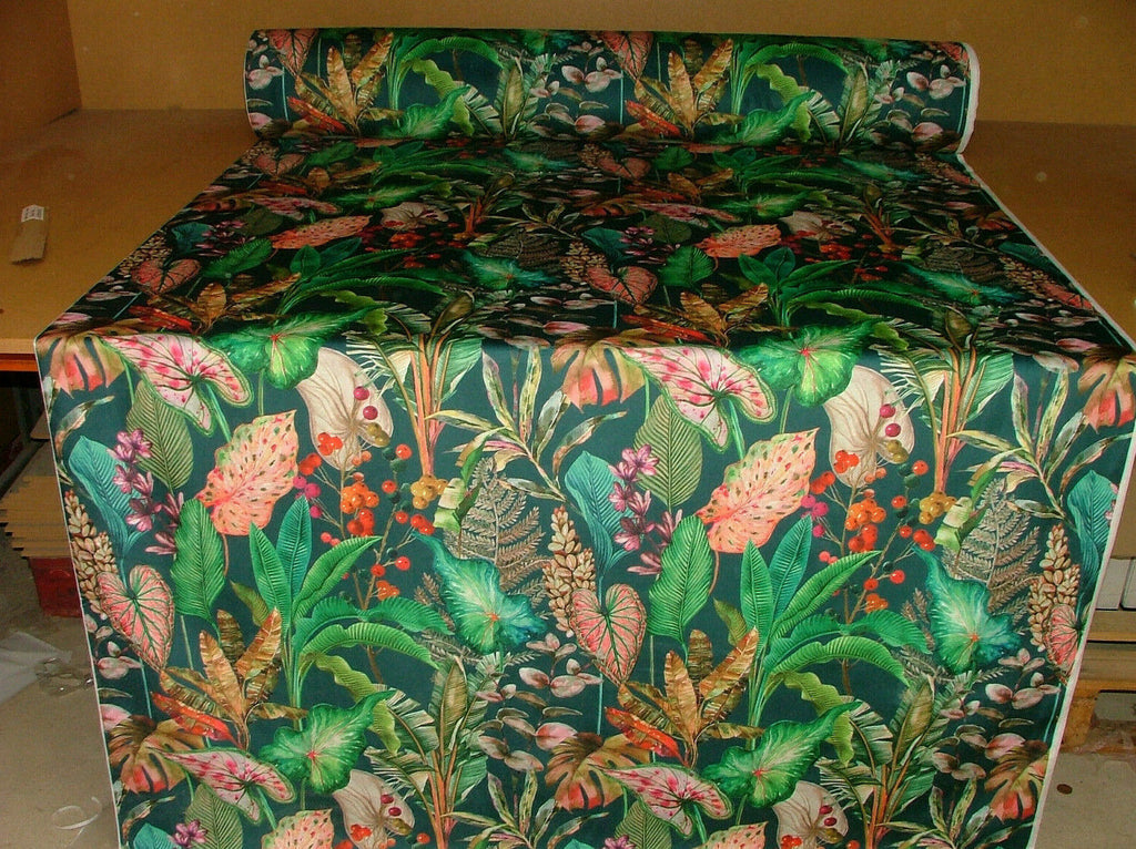 Tropical Palms And Plants Botanical Velvet Fabric Curtain Upholstery Cushion