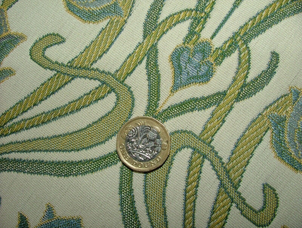 Art Nouveau Pugin Duckegg Woven Jacquard Curtain Upholstery Cushion Blind Fabric