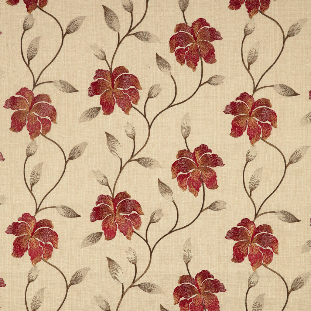 3.1 Metres iLiv Everglade Cherry Premium Embroidered Fabric Curtain Upholstery