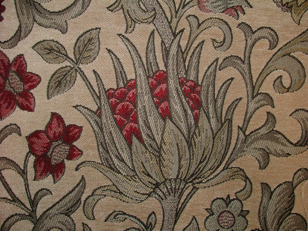 Scottish Thistle Ruby Chenille Fabric Curtain Cushion Upholstery Throws Blinds