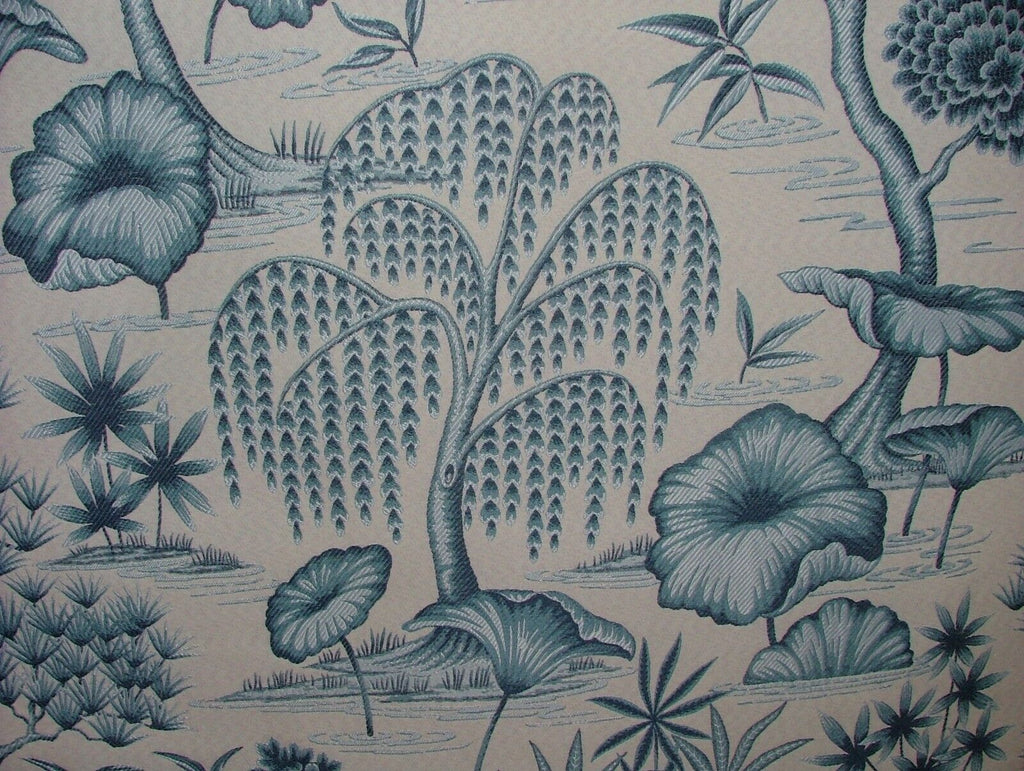 Japanese Oriental Tree Delft Jacquard Fabric Curtain Upholstery Cushion Blind