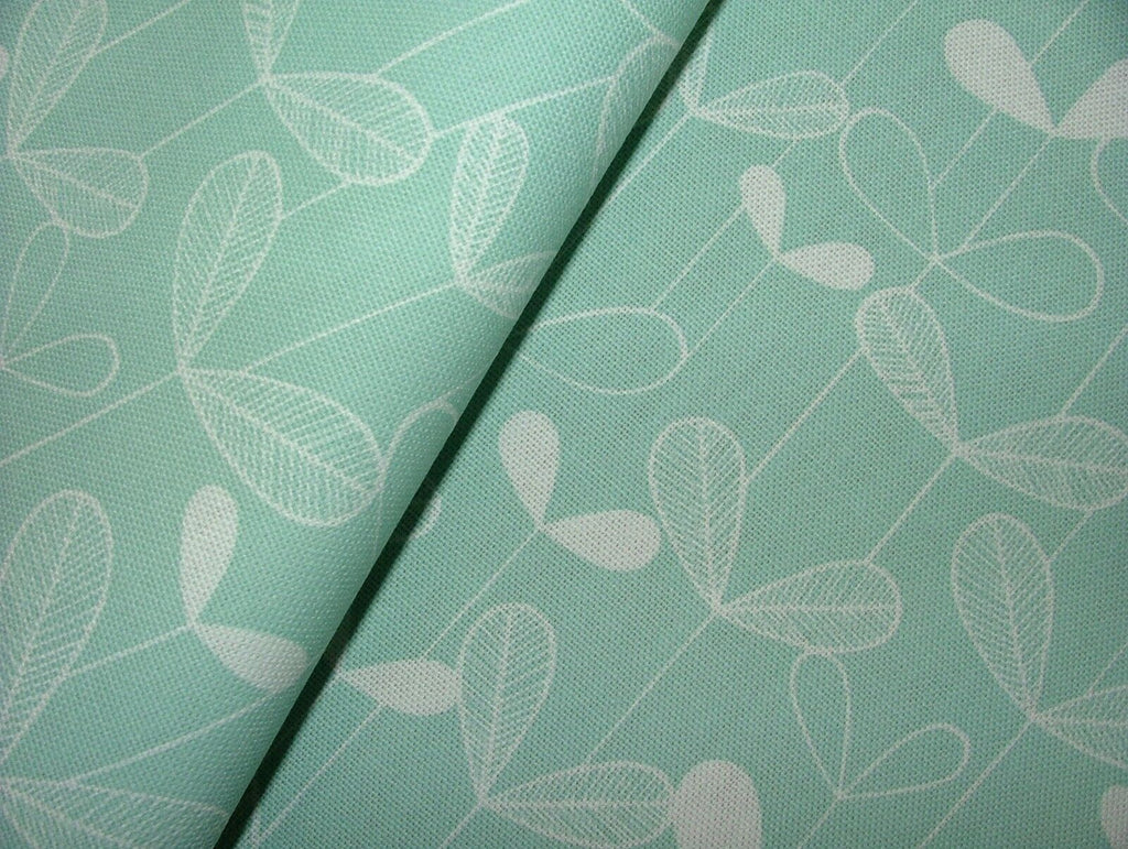 MissPrint Saplings Pale Aqua Scandi Cotton Curtain Upholstery Cushion Fabric