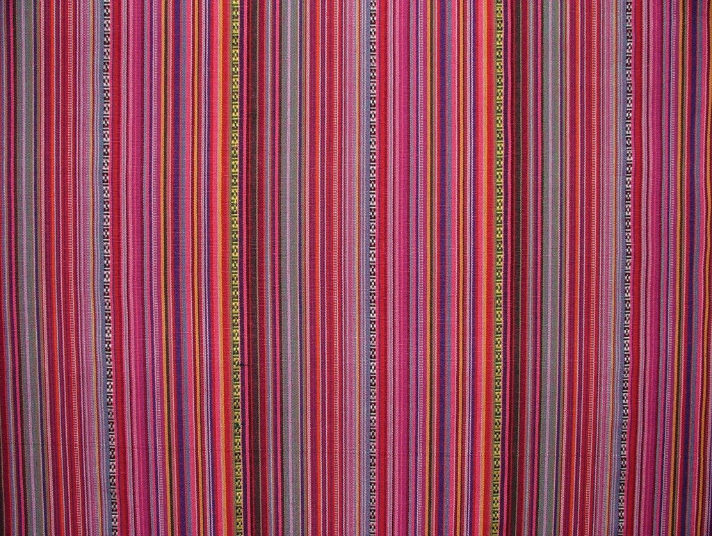 Mexican Chilli Pink Stripe Woven Jacquard Curtain Upholstery Cushion Fabric