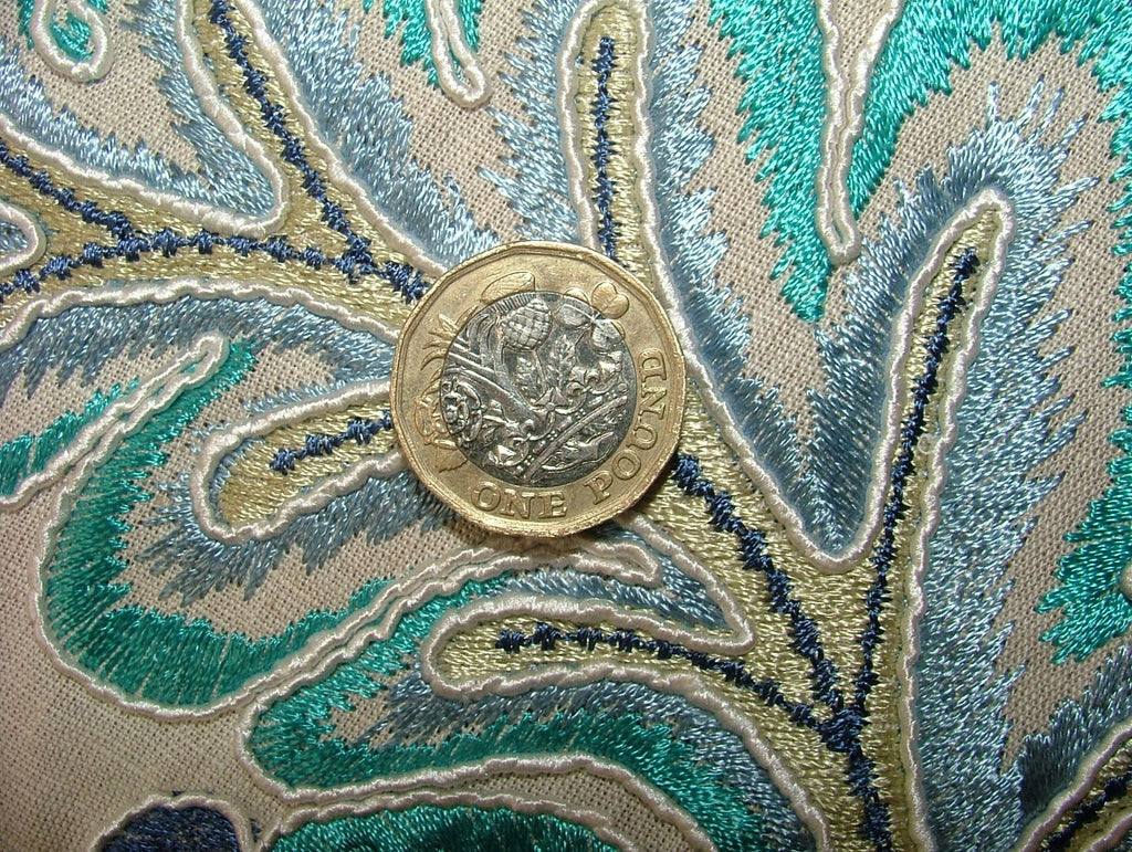 52 Metres Indigo Blue Floral Embroidered Fabric Curtain Upholstery Cushion Use8