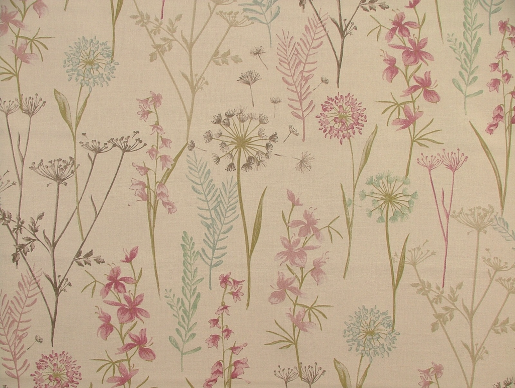 1.5 Metres Fryetts Wild Flower Heather Cotton Fabric Upholstery Cushion Curtain0