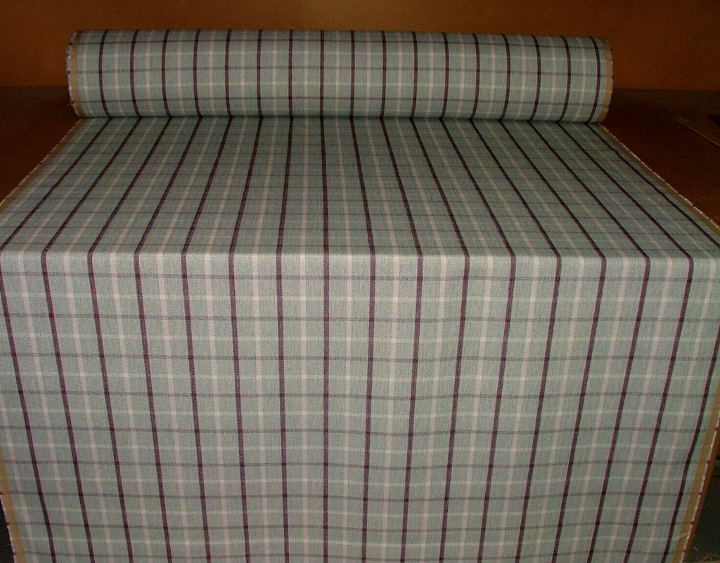 Duckegg Mulberry Herringbone Check Tartan Fabric Upholstery Cushion Curtain