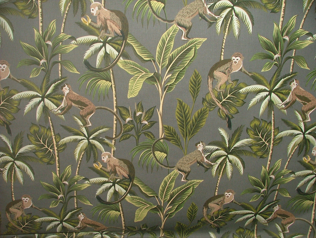 Tropical Monkey Botanical 100% Cotton Curtain Upholstery Cushion Blind Fabric