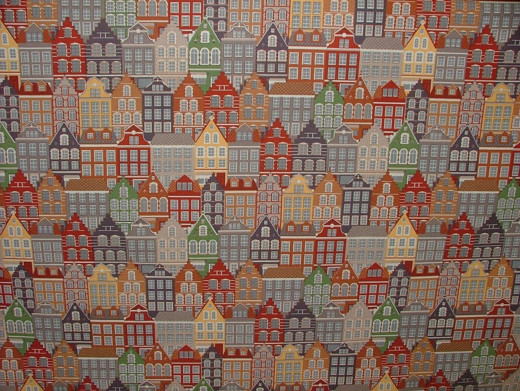 Dutch Village Canal Houses Cotton Rich Curtain Upholstery Cushion Blind Fabric
