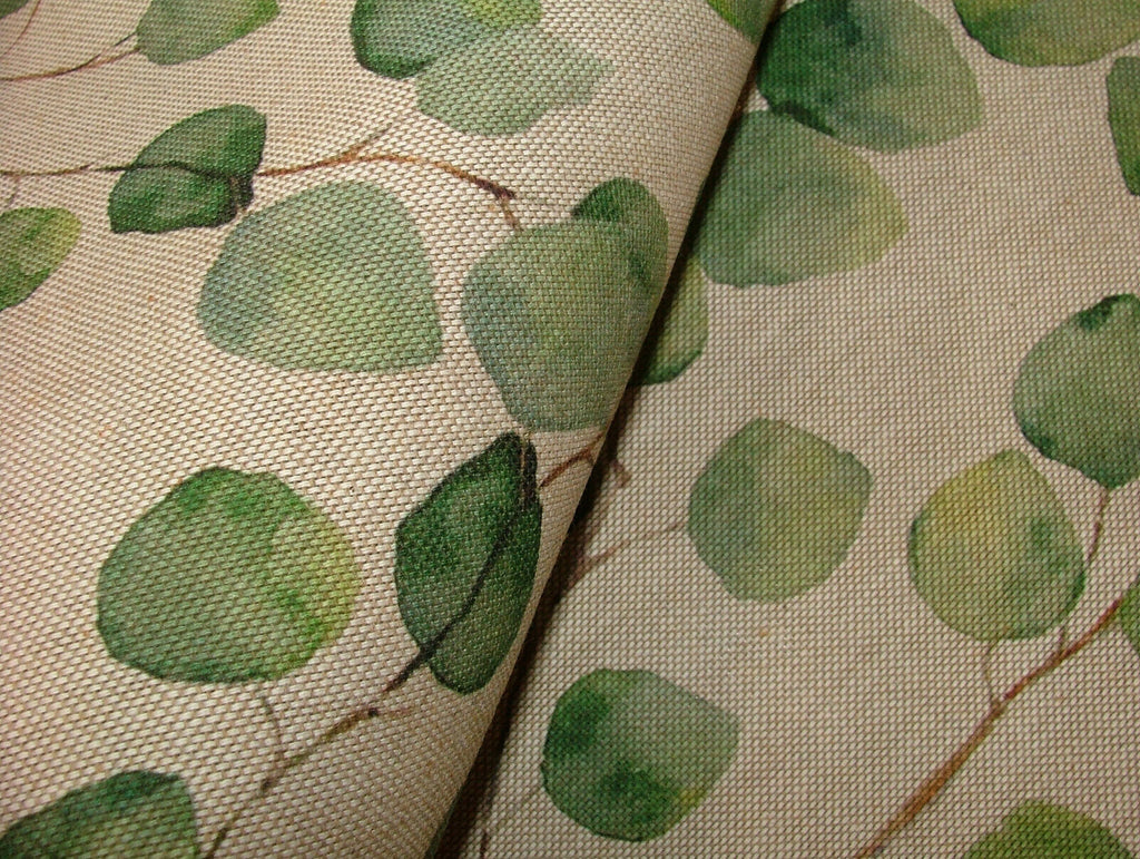 Eucalyptus Tree Leaf Green Linen Cotton Fabric Curtain Cushion Upholstery Craft