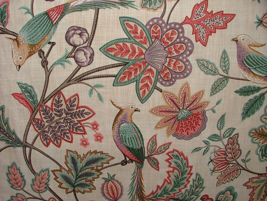 Chanterelle Wineberry Ornate Bird Floral Curtain Upholstery Cushion Blind Fabric