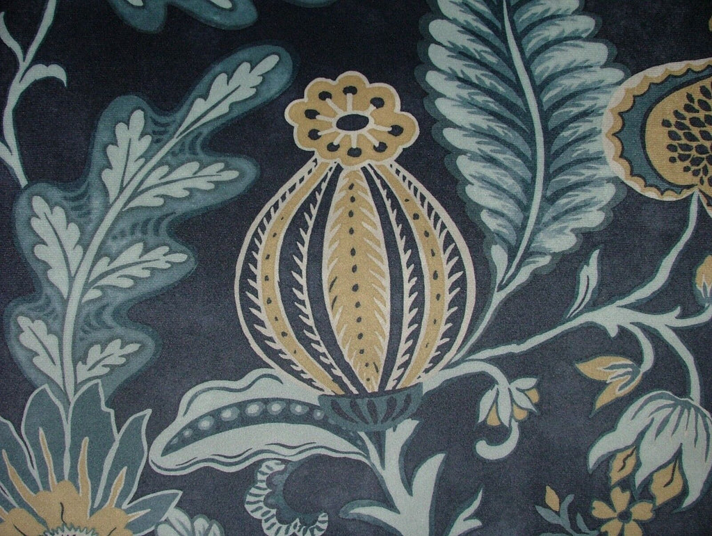 Arts And Crafts Pomegranate Navy Blue Velvet Fabric Curtain Upholstery Cushion