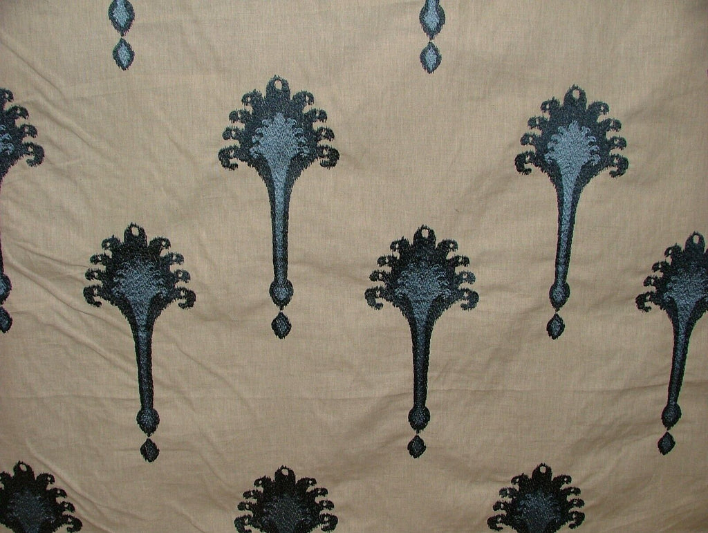 1.2 Metre Ashiki Navy Moroccan Ikat Embroidered Fabric Curtain  Cushion Blind