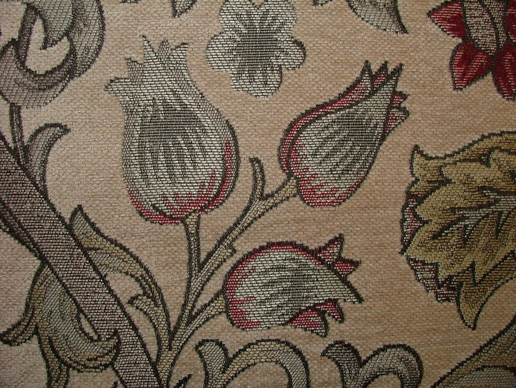 Scottish Thistle Ruby Chenille Fabric Curtain Cushion Upholstery Throws Blinds