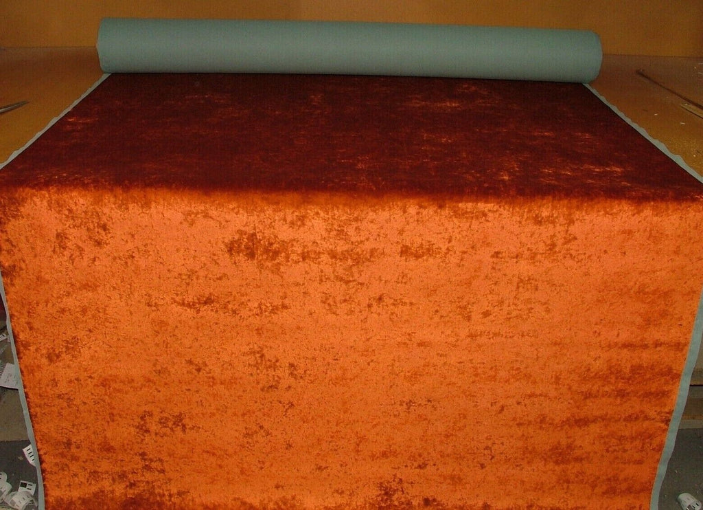 Vivid Orange Thick Crushed Velvet Fabric Upholstery Cushion Multi Use