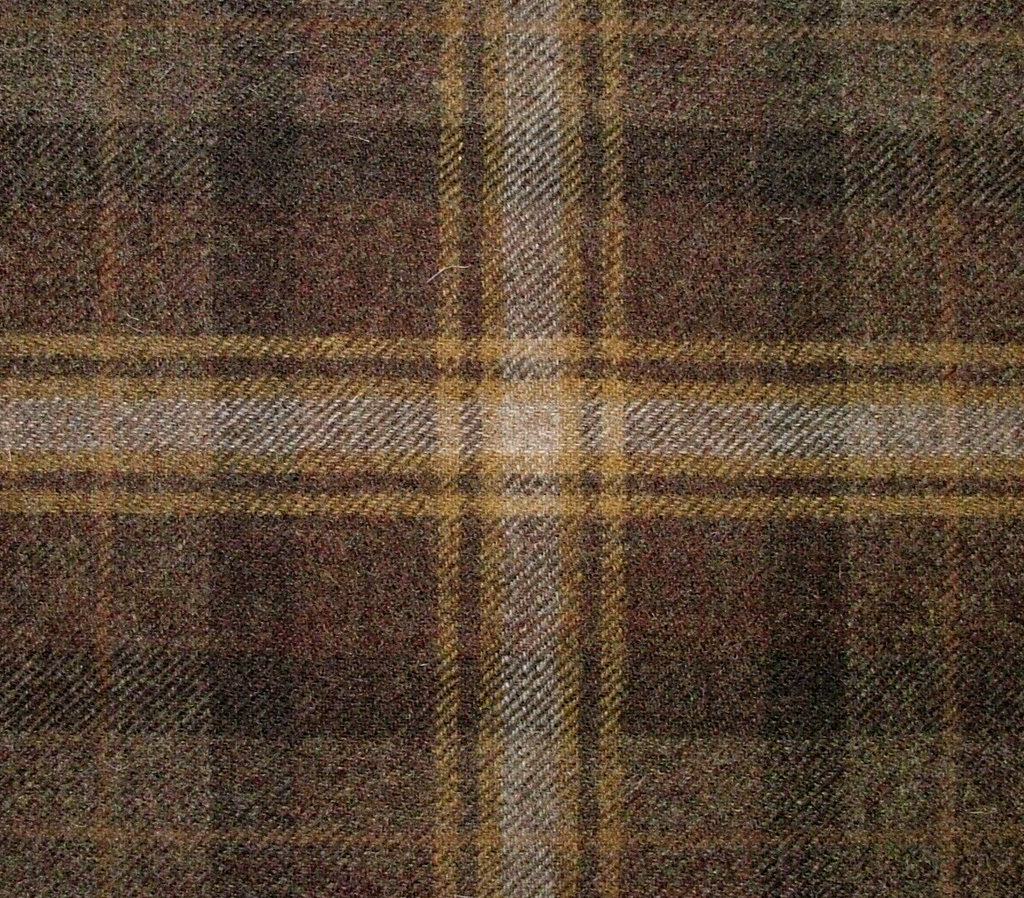 100% Shetland Wool Chestnut Brown Tartan Upholstery Curtain Cushion Fabric