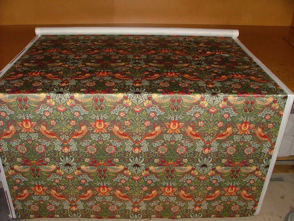 William Morris Strawberry Thief Grey Velvet Fabric Curtain Upholstery Cushion