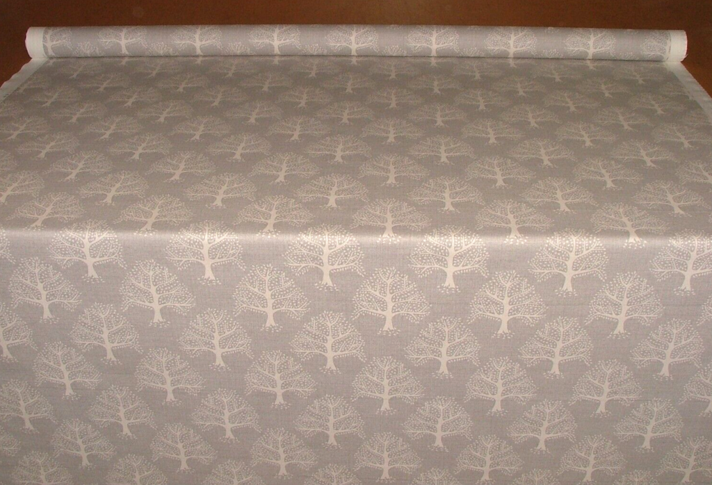 5.6 Metres Great Oak Tree Flint Grey Cotton Fabric Cushion Curtain Upholstery