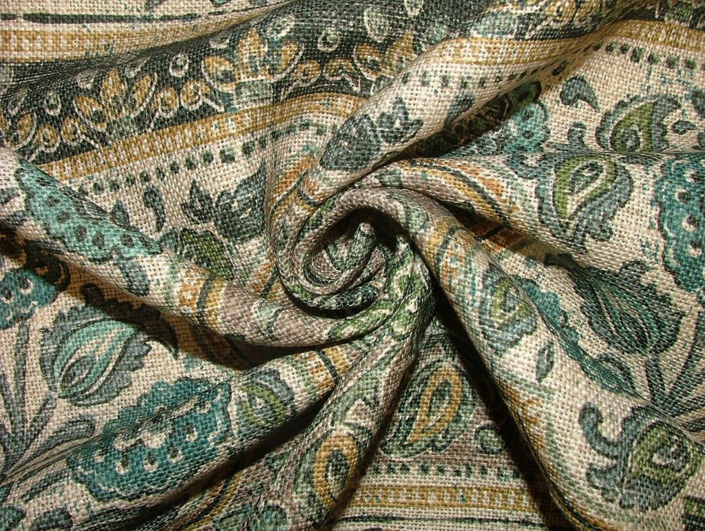 1 Metre Sari Turmeric Linen Blend Fabric - Curtain Upholstery Cushion Headboards10