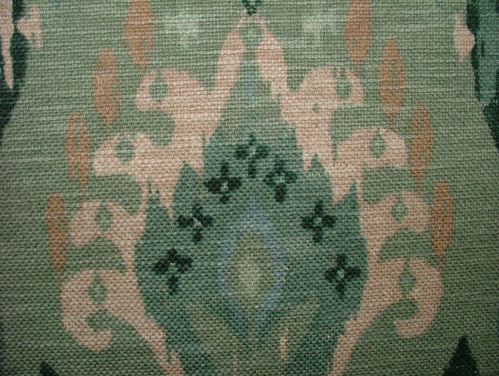 iLiv Boho Sage Green Ikat Linen Blend Cotton Curtain Upholstery Cushion Fabric