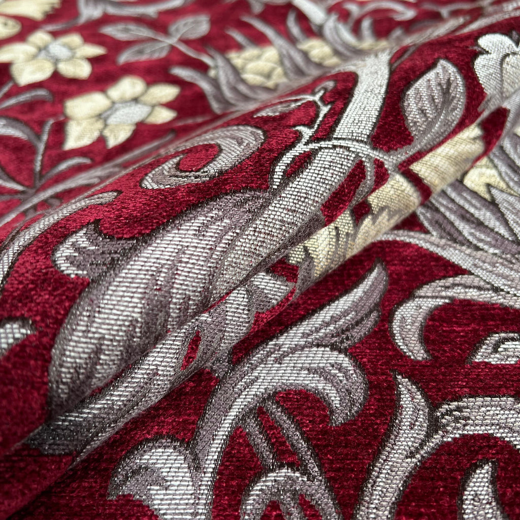 iLiv Thick Chenille Fabric 2 Metres Chalfont Carmine Curtain Cushion Upholstery1