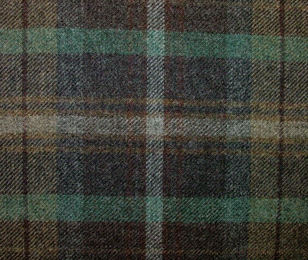100% Shetland Wool Brown Teal Blue Tartan Upholstery Curtain Cushion Fabric