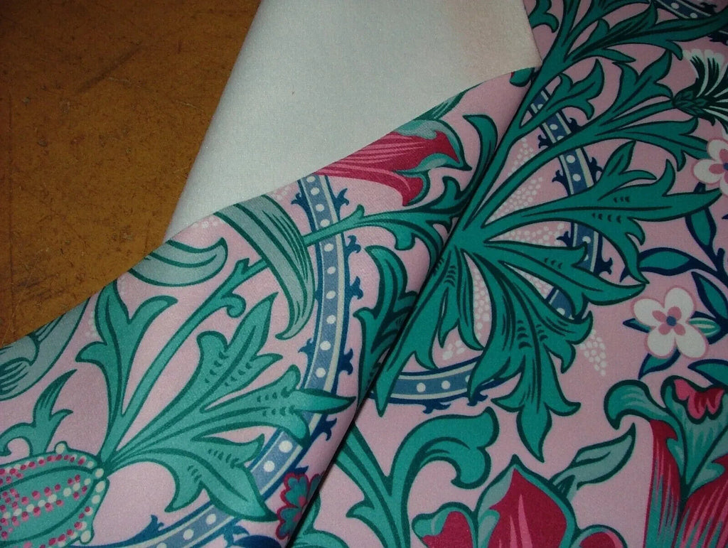 15 Metres Art Nouveau Tulip Floral Pink Velvet Fabric Curtain Upholstery Cushion