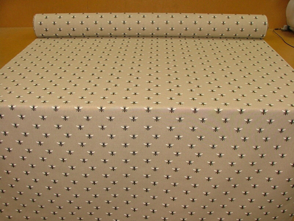 1.4m Honey Bees Linen Look Fabric Curtain Upholstery Cushions Roman Blind Craft8