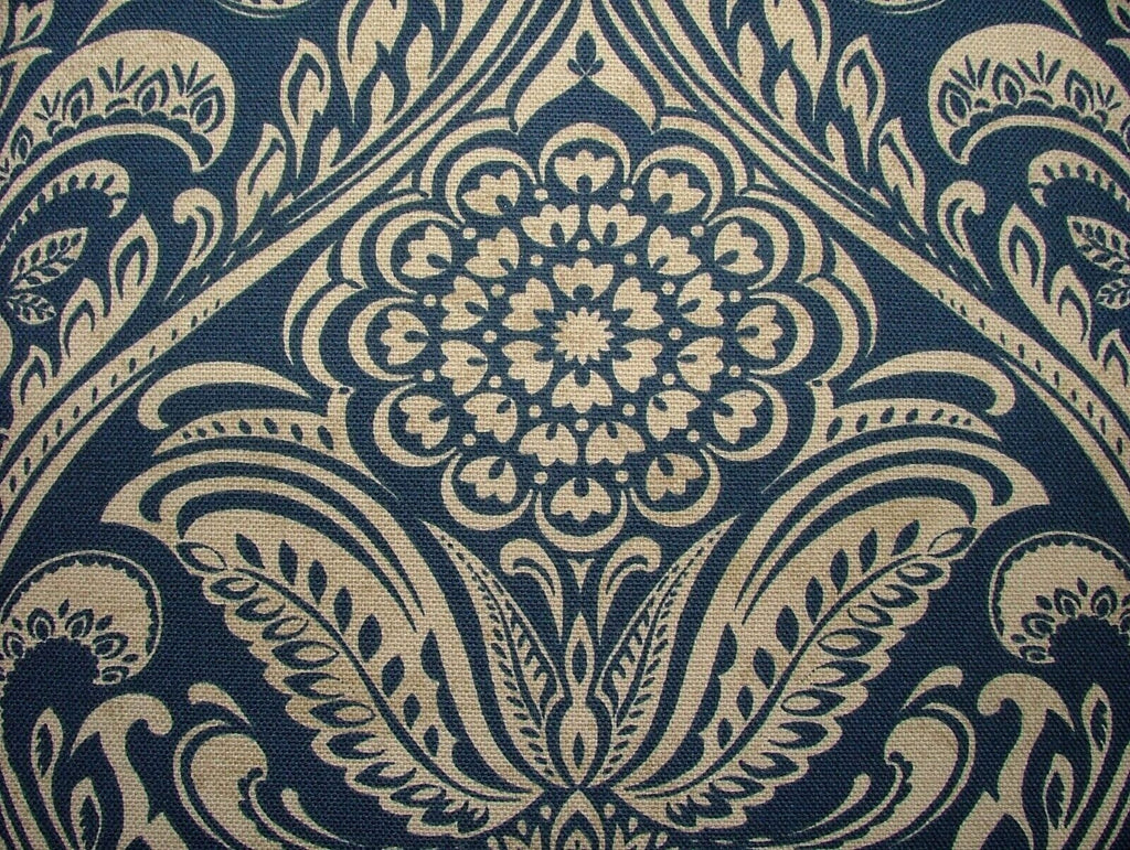 Windermere Indigo Blue Cotton Curtain Upholstery Cushion Roman Blind Fabric