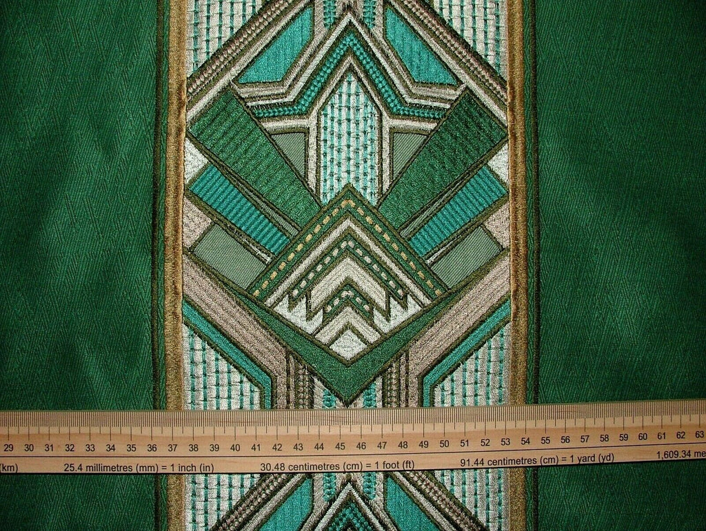 Art Deco Embroidered Gatsby Emerald Jacquard Curtain Upholstery Cushion Fabric