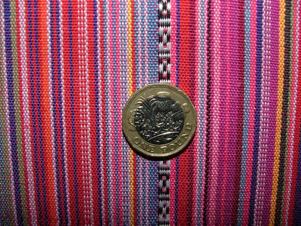 Mexican Chilli Pink Stripe Woven Jacquard Curtain Upholstery Cushion Fabric