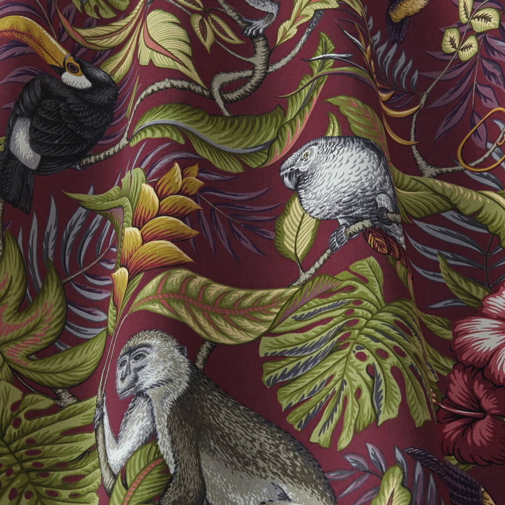 4m iLiv Rainforest Cranberry Tropical Cotton Fabric Curtain Upholstery Cushion