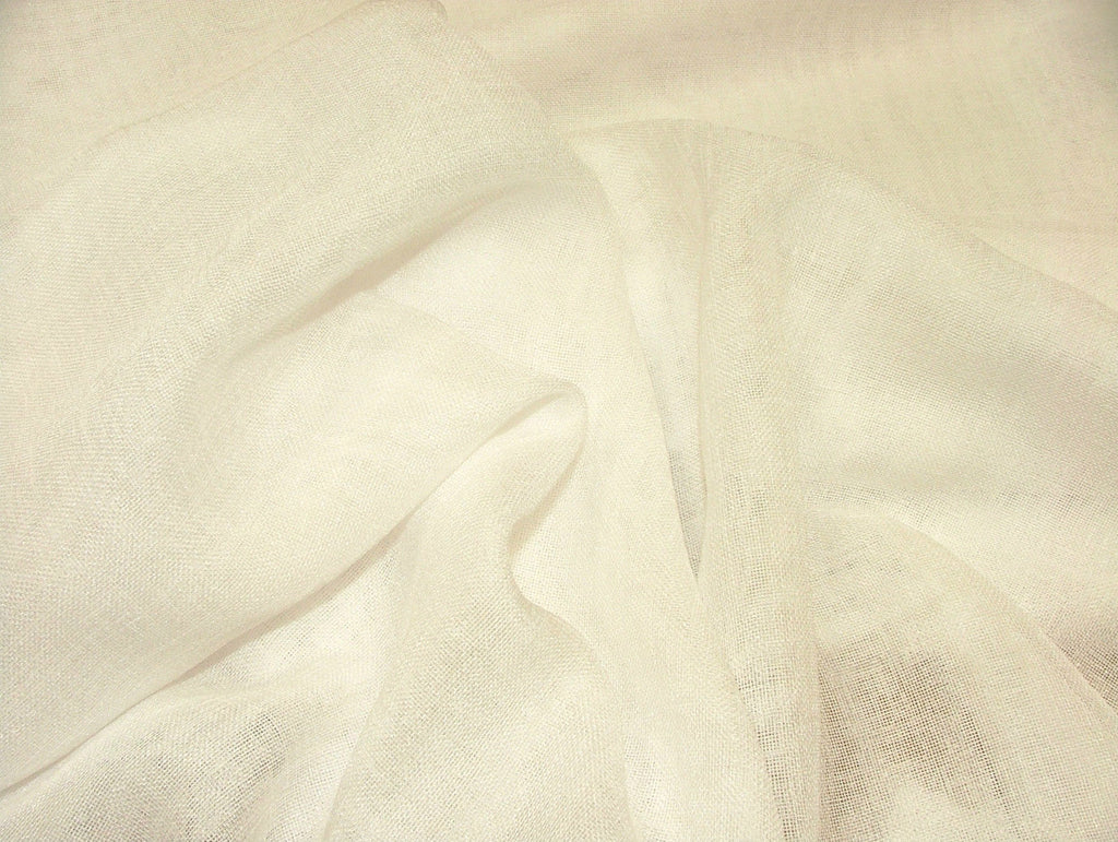 White Linen Look Lead Weighted Voile Net Muslin Curtain Fabric Extra Wide 300cms