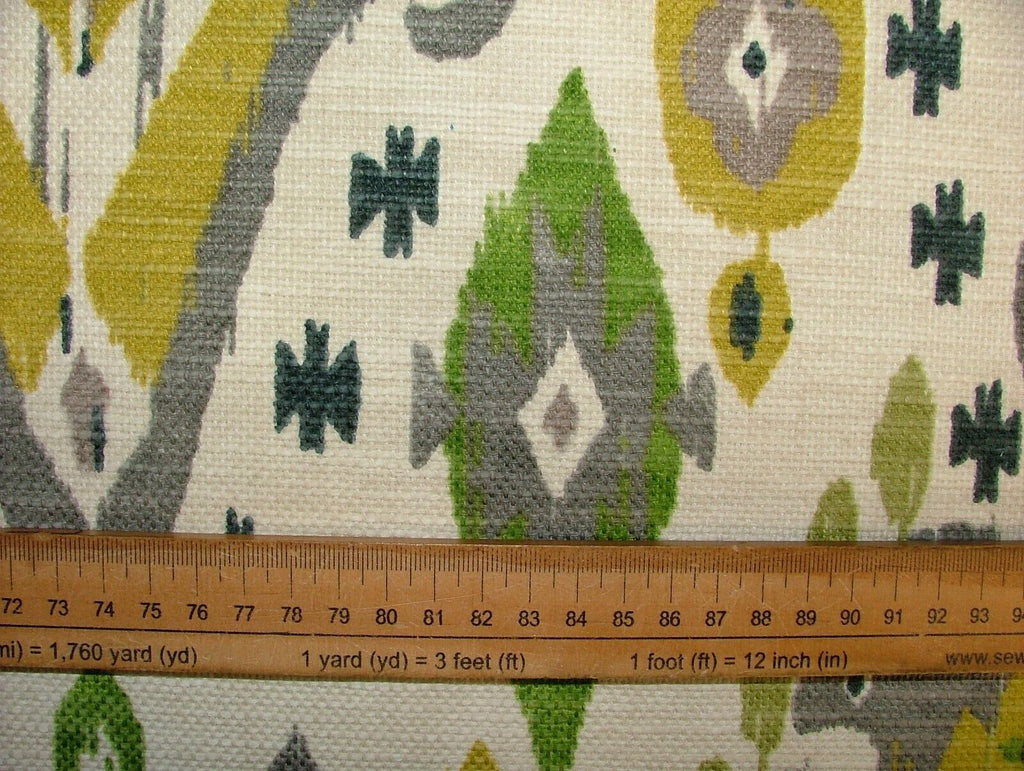 iLiv Boho Citrine Ikat Linen Blend Cotton Curtain Upholstery Cushion Fabric