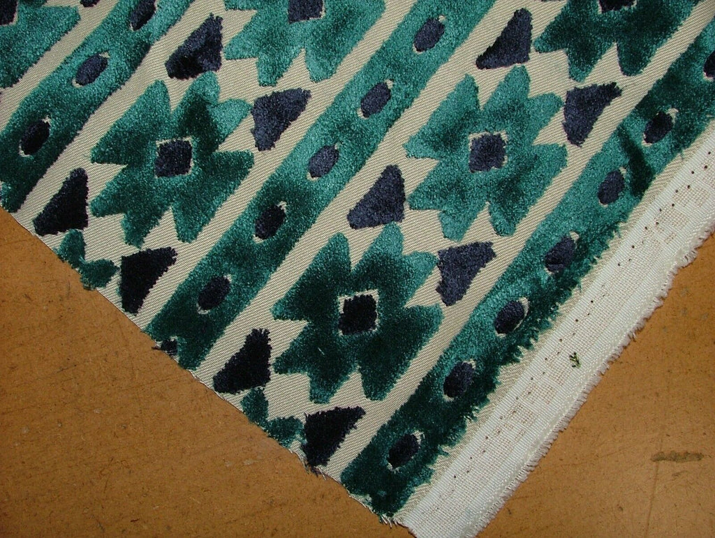 Kasbah Teal Extra Thick Plush Velvet Fabric Curtain Upholstery Cushion