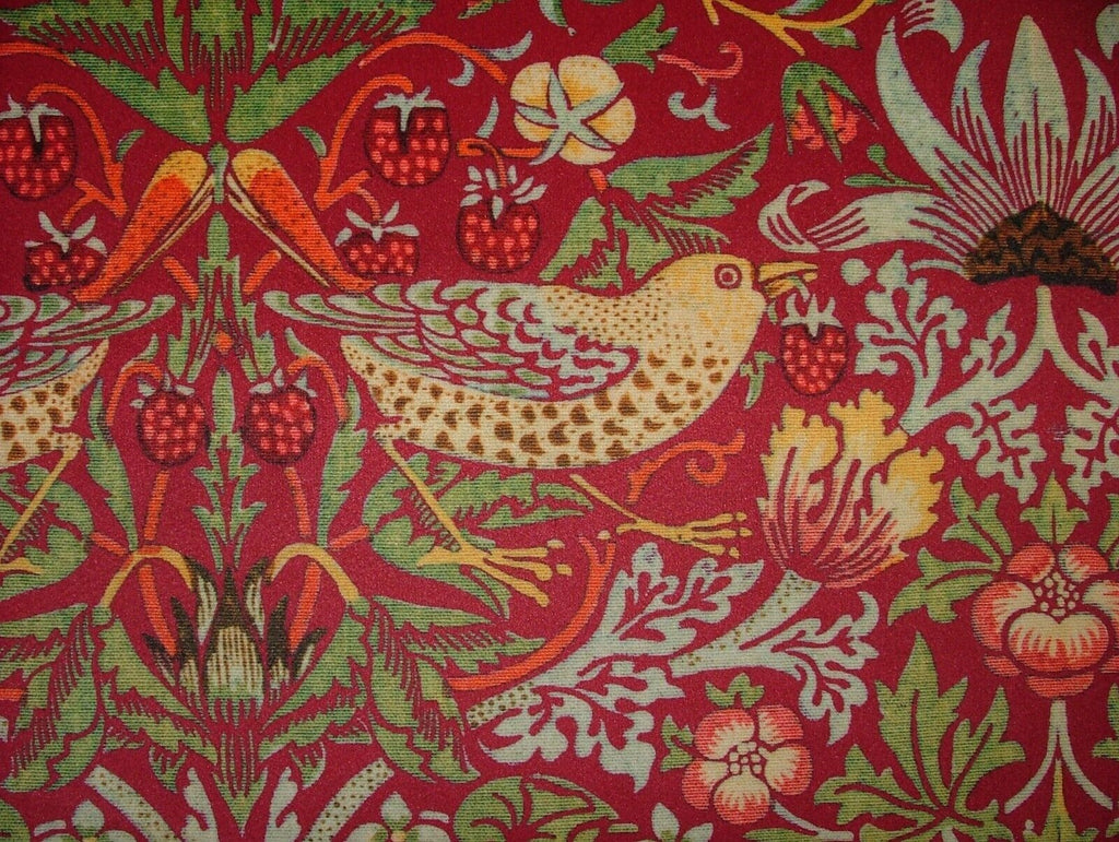 William Morris Strawberry Thief Wine Velvet Fabric Curtain Upholstery Cushion