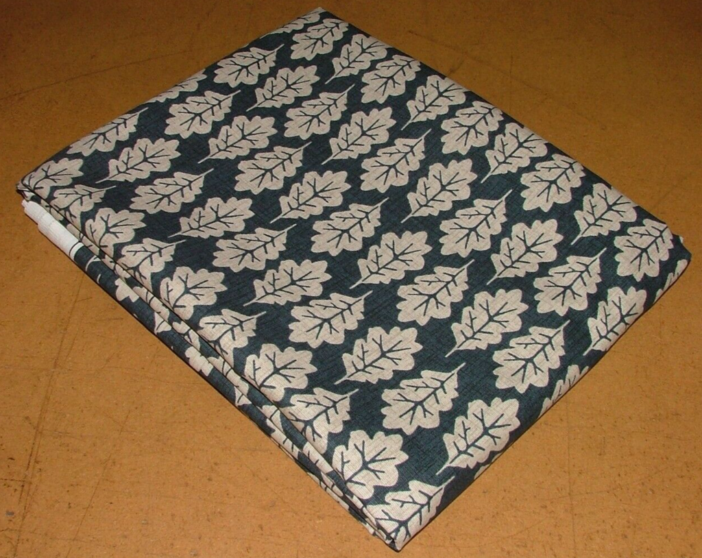 2.2 Metre iLiv Oak Leaf Midnight Blue Cotton Fabric Cushion Curtain Upholstery