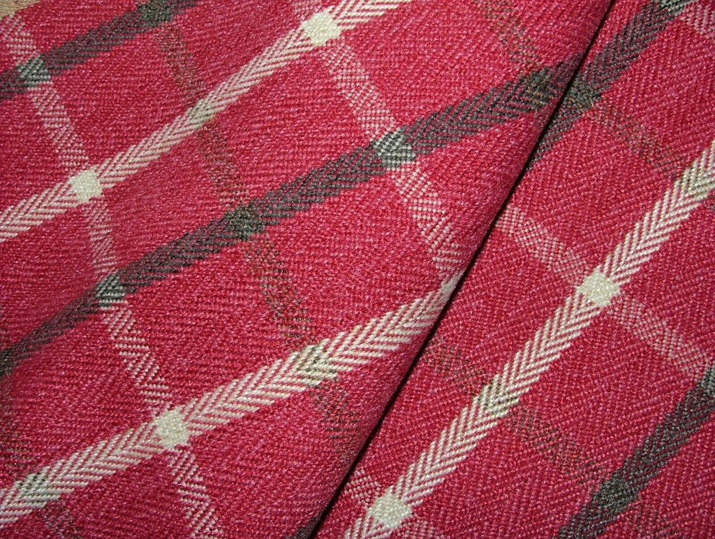 Vintage Pink Herringbone Wool Effect Tartan Upholstery Cushion Curtain Fabric
