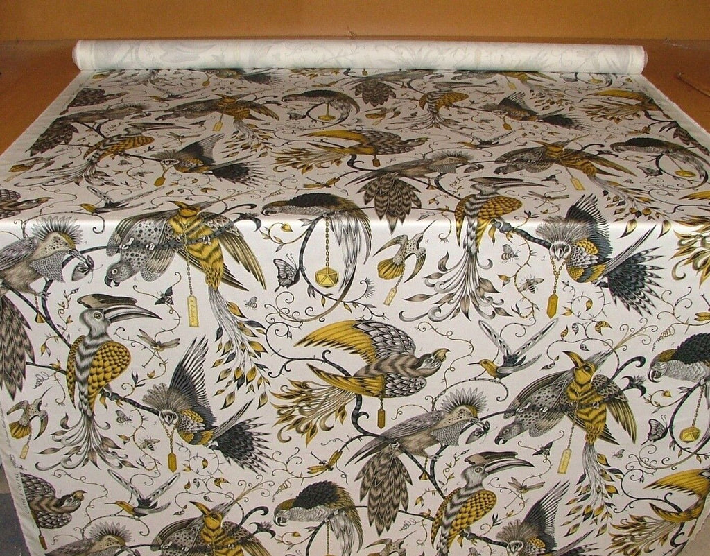 Emma J Shipley Fabric Audubon Gold Cotton Curtain Upholstery Cushion Fabric