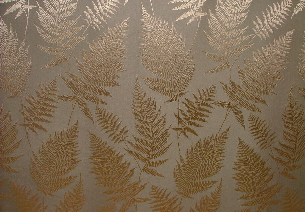 16 Metre Gold Pewter Fern Jacquard Fabric Curtain Cushion Upholstery RRP £608.00