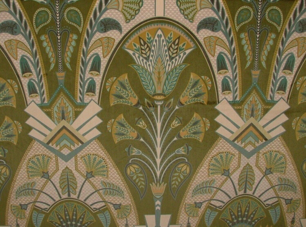 Art Deco Festival Moss Green Plush Velvet Fabric Curtain Upholstery Cushion