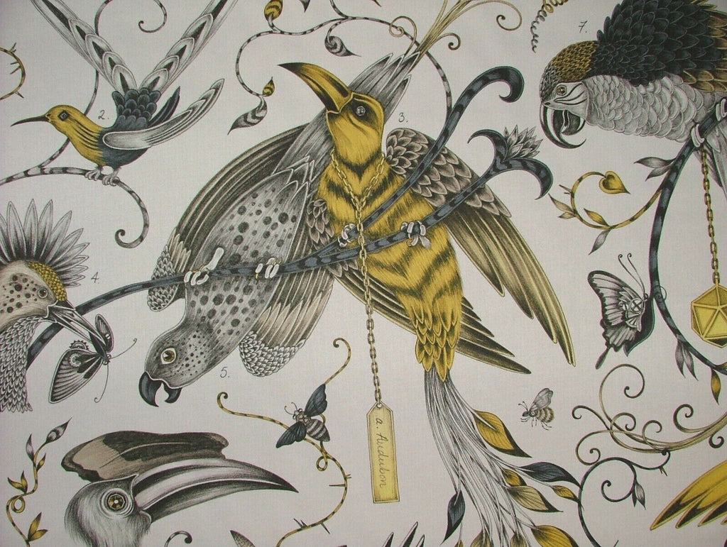 Emma J Shipley Fabric Audubon Gold Cotton Curtain Upholstery Cushion Fabric