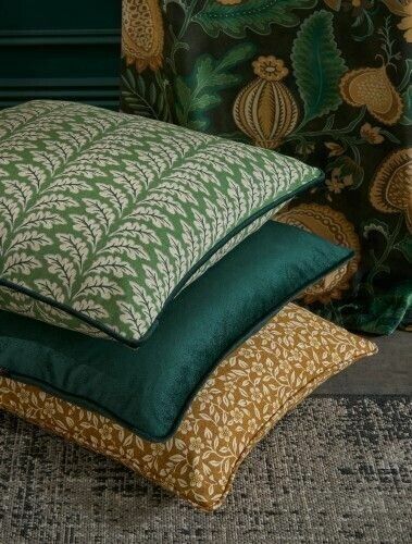 3.8 Metres Morris Leaf Forest Green Cotton Curtain Upholstery Cushion Fabric