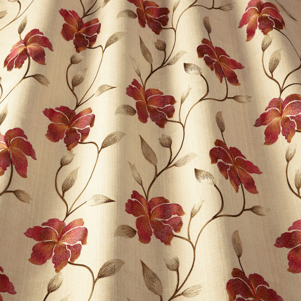 3.1 Metres iLiv Everglade Cherry Premium Embroidered Fabric Curtain Upholstery