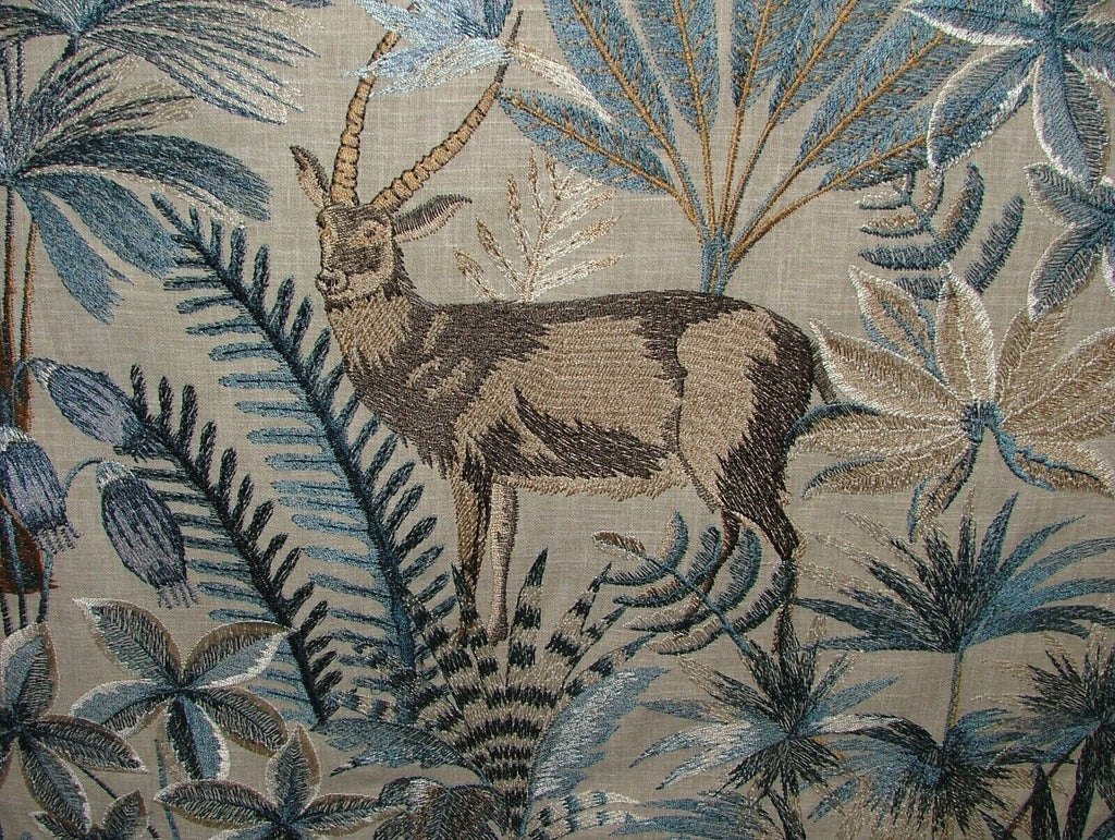 Tropical Forest Tiger Lagoon Embroidered  Fabric Curtain Upholstery Cushion