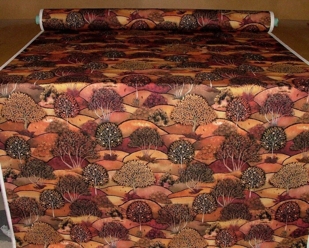 Autumn Meadow Tree Cotton Fabric Curtain Upholstery Cushion Blanket Throws Use