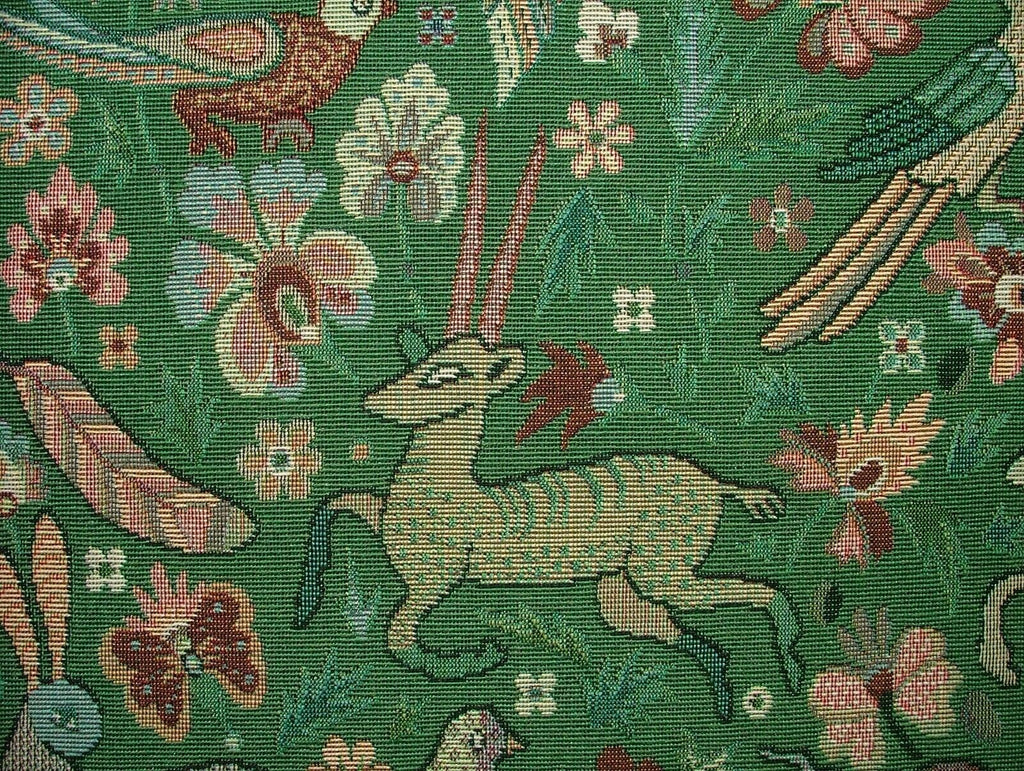 Tudor Forest Tapestry Green Fabric Curtain Upholstery Cushions Table Runner