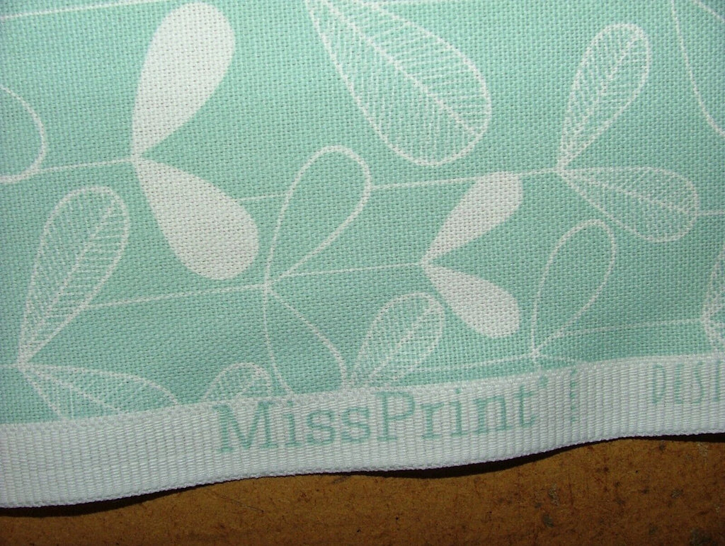 MissPrint Saplings Pale Aqua Scandi Cotton Curtain Upholstery Cushion Fabric